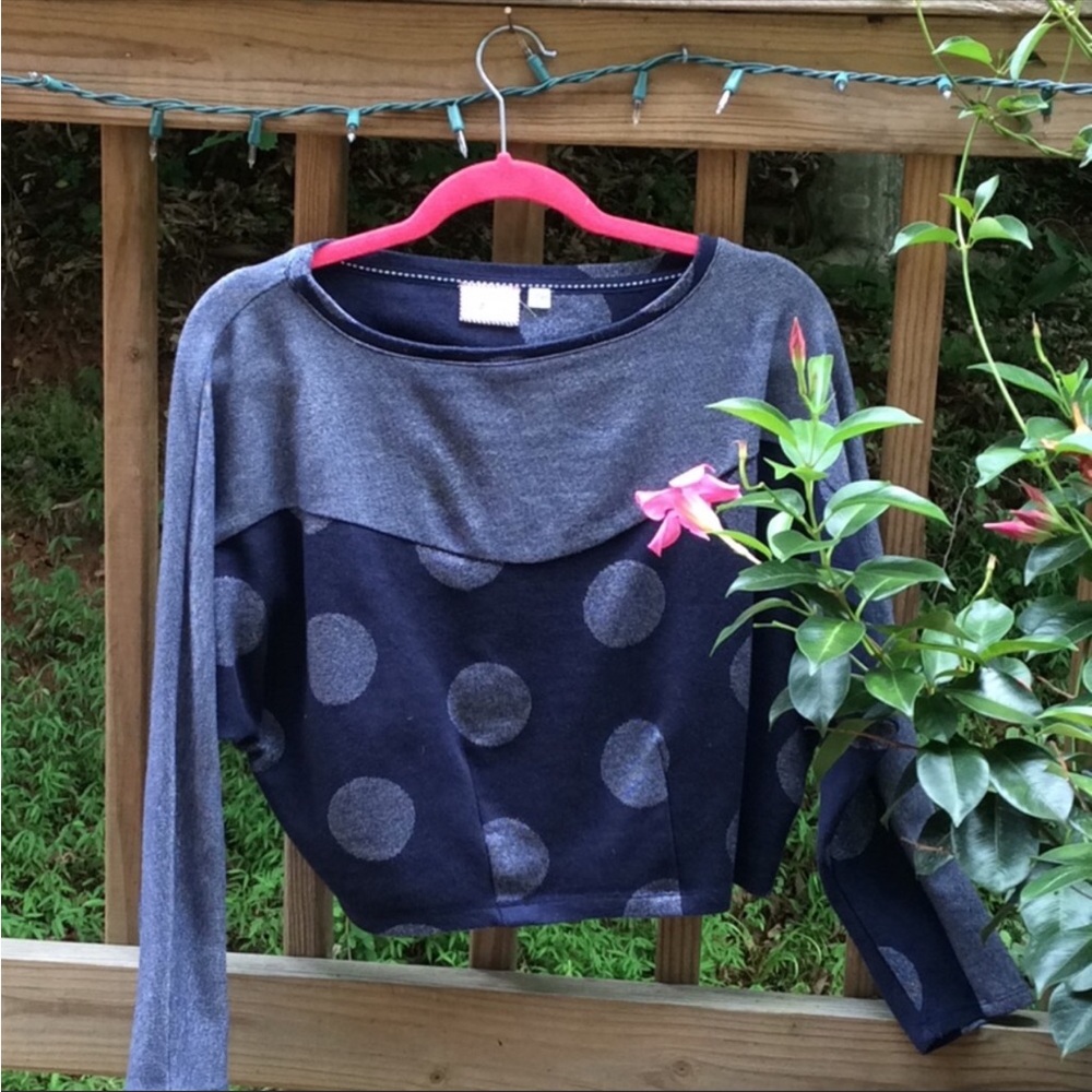ANTHROPOLOGIE Postmark Polka Dot Cropped Shirt - Picture 11 of 12